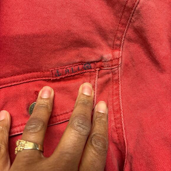 Lauren Ralph Lauren Red Denim Jacket Button Up Y2K Jean Streetwear Preppy Large - Picture 9 of 14